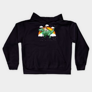 T Rex Dinosaur Riding Basset Hound Dog Kids Hoodie